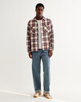 wax london men's Whiting - Ecru And Multicolour Hutton Check Overshirt