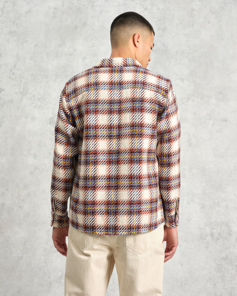 wax london Whiting - Ecru And Multicolour Hutton Check Overshirt