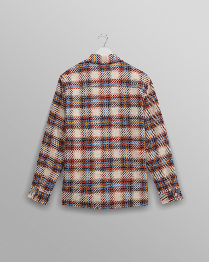 wax london Whiting - Ecru And Multicolour Hutton Check Overshirt