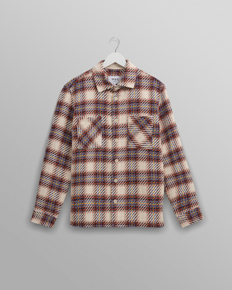 wax london Whiting - Ecru And Multicolour Hutton Check Overshirt