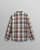 wax london men's Whiting - Ecru And Multicolour Jazz Weave Overshirt
