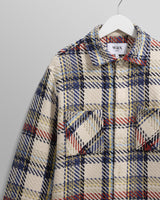 wax london men's Whiting - Ecru And Multicolour Jazz Weave Overshirt