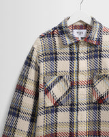 wax london men's Whiting - Ecru And Multicolour Jazz Weave Overshirt
