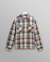wax london men's Whiting - Ecru And Multicolour Jazz Weave Overshirt