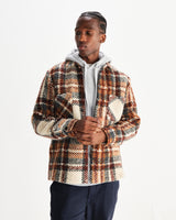 wax london men's Whiting - Ecru And Multicolour Wool Bobble Overshirt