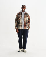 wax london men's Whiting - Ecru And Multicolour Wool Bobble Overshirt