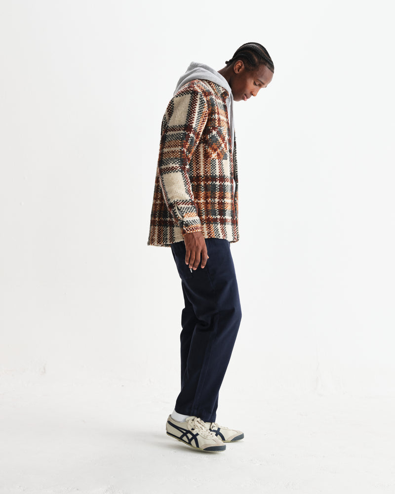 wax london men's Whiting - Ecru And Multicolour Wool Bobble Overshirt
