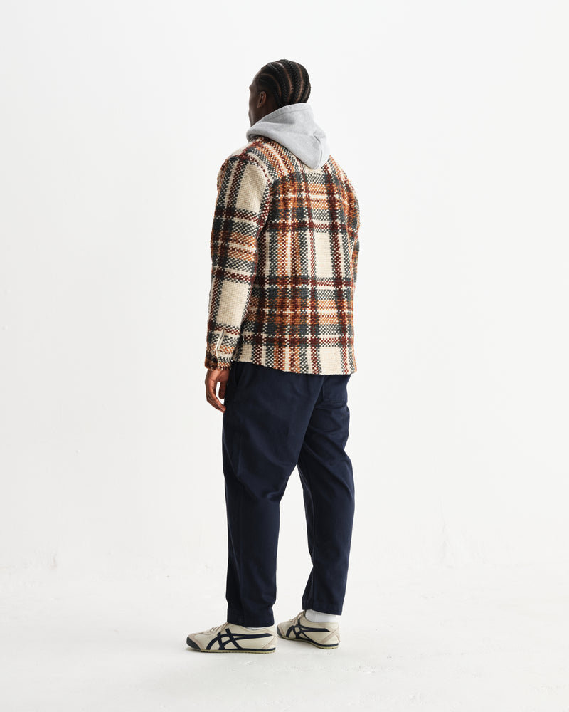 wax london men's Whiting - Ecru And Multicolour Wool Bobble Overshirt
