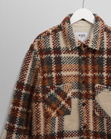 wax london men's Whiting - Ecru And Multicolour Wool Bobble Overshirt