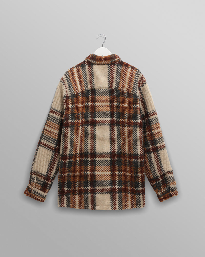 wax london men's Whiting - Ecru And Multicolour Wool Bobble Overshirt