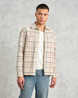 wax london Whiting - Ecru And Multicolour Yard Check Overshirt