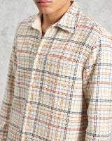 wax london Whiting - Ecru And Multicolour Yard Check Overshirt