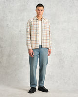 wax london Whiting - Ecru And Multicolour Yard Check Overshirt