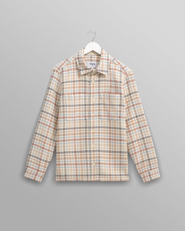 wax london Whiting - Ecru And Multicolour Yard Check Overshirt