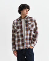 wax london men's Whiting - Ecru And Multicolour Zoar Check Overshirt