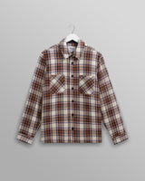 wax london men's Whiting - Ecru And Multicolour Zoar Check Overshirt