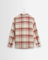 wax london men's Whiting - Ecru And Red Plaid Weave Overshirt