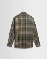 wax london men's Whiting - Green Wool Check Overshirt