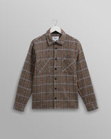 wax london men's Whiting - Grey Houndstooth Wool Mix Overshirt