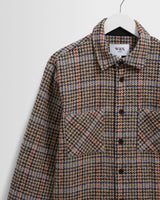 wax london men's Whiting - Grey Houndstooth Wool Overshirt