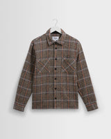 wax london men's Whiting - Grey Houndstooth Wool Overshirt