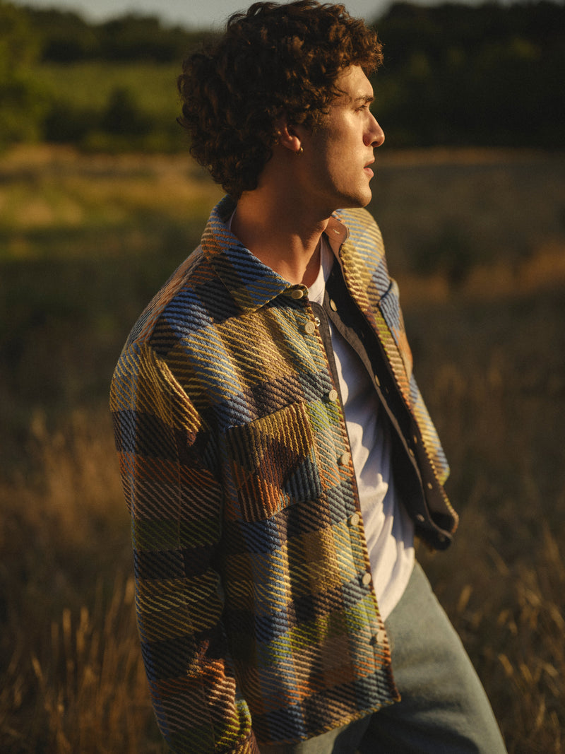 Men's Khaki And Multicolour Pike Check Overshirt | Wax London
