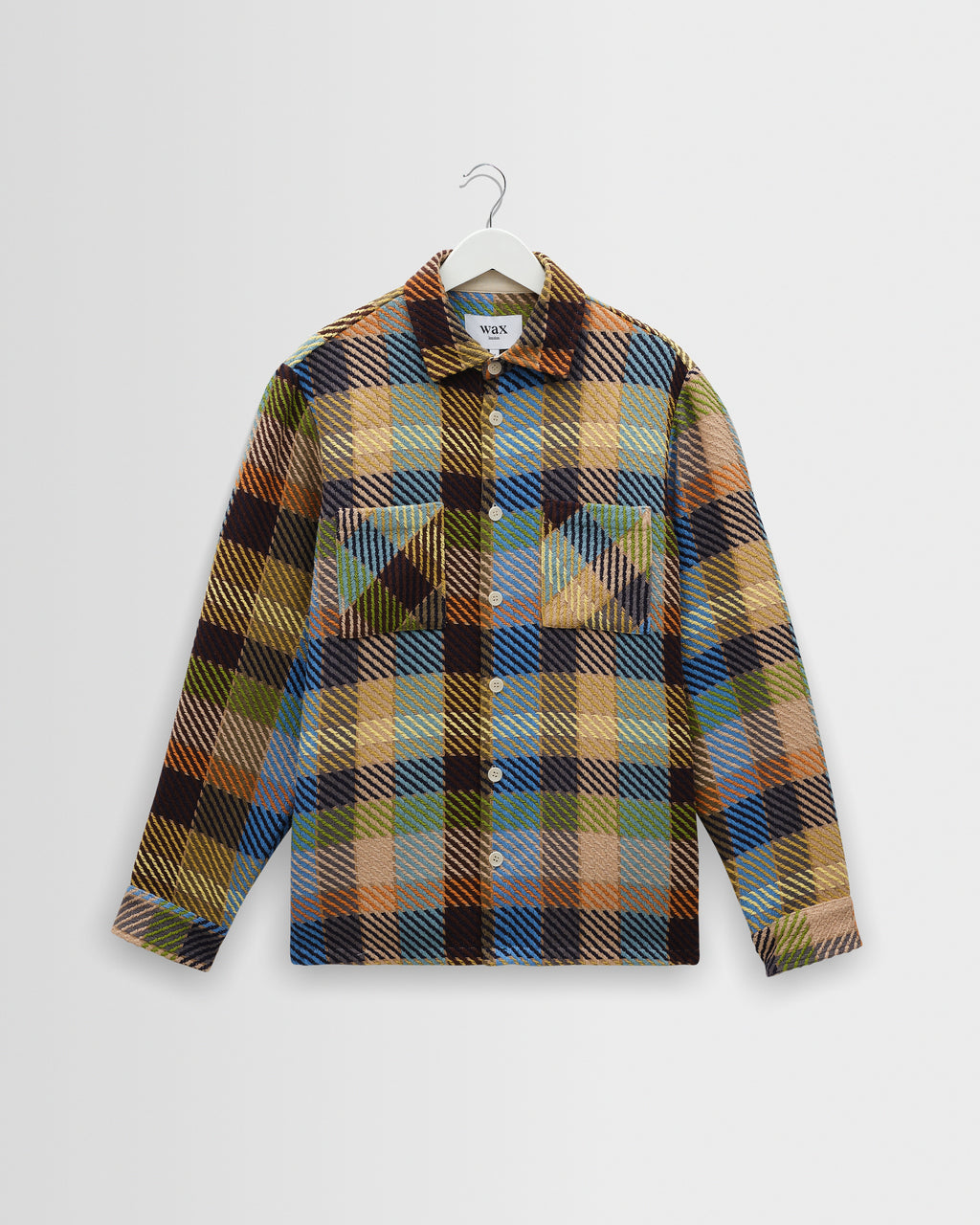 Men's Khaki And Multicolour Pike Check Overshirt | Wax London