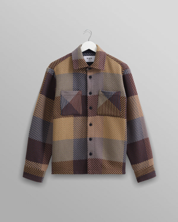 wax london multi colour square check overshirt front