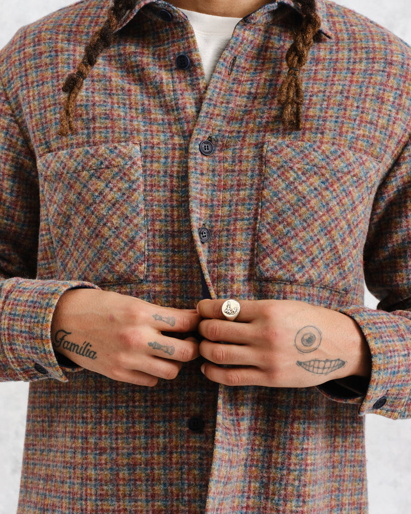 wax london Whiting - Multicolour Mini Check Overshirt