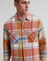 wax london men's Whiting - Multicolour Pastel Bude Check Overshirt