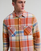 wax london men's Whiting - Multicolour Pastel Bude Check Overshirt