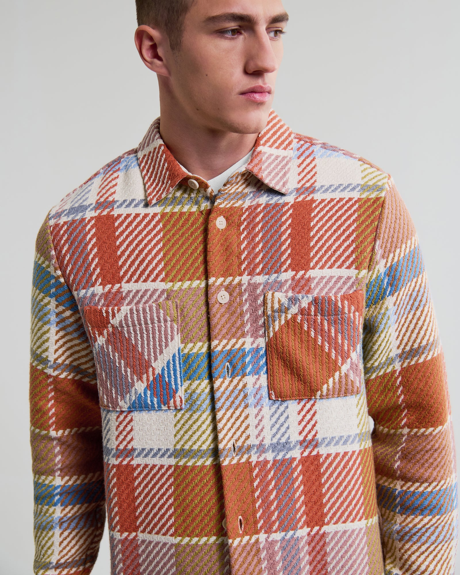 SEE-THROUGH CHECK OVER SHRIT JACKET クラネ F31995s.jpg