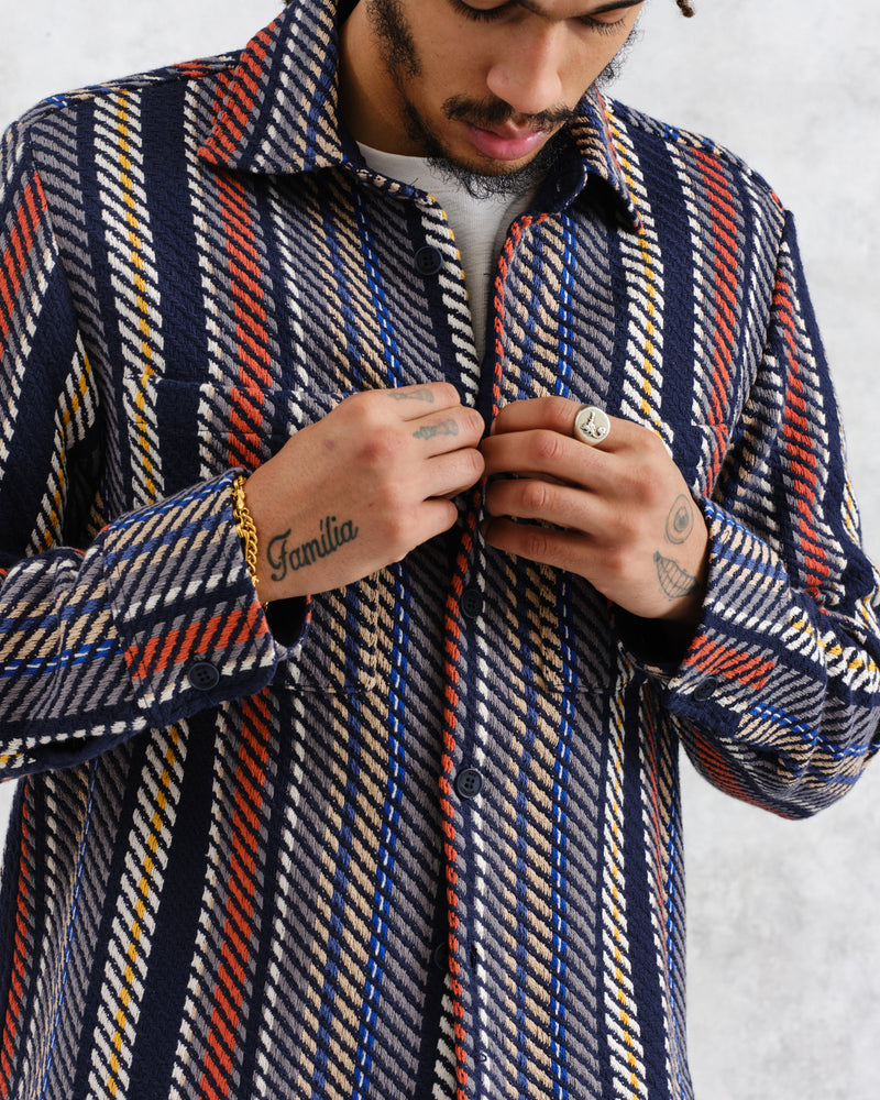 wax london Whiting - Multicolour Stripe Overshirt