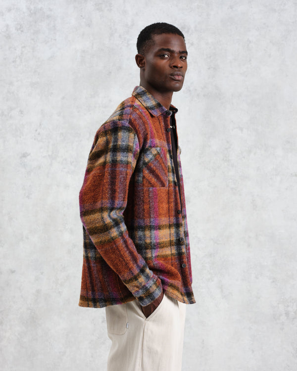 wax london Whiting - Multicolour Wool Check Overshirt