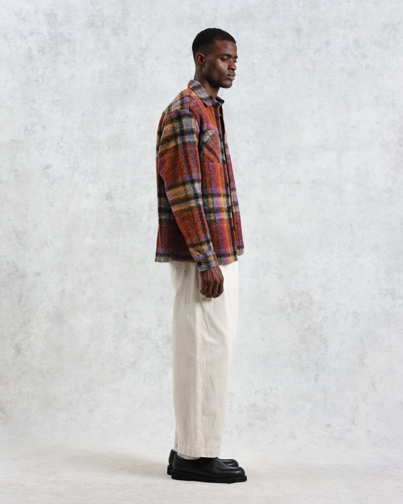 wax london Whiting - Multicolour Wool Check Overshirt