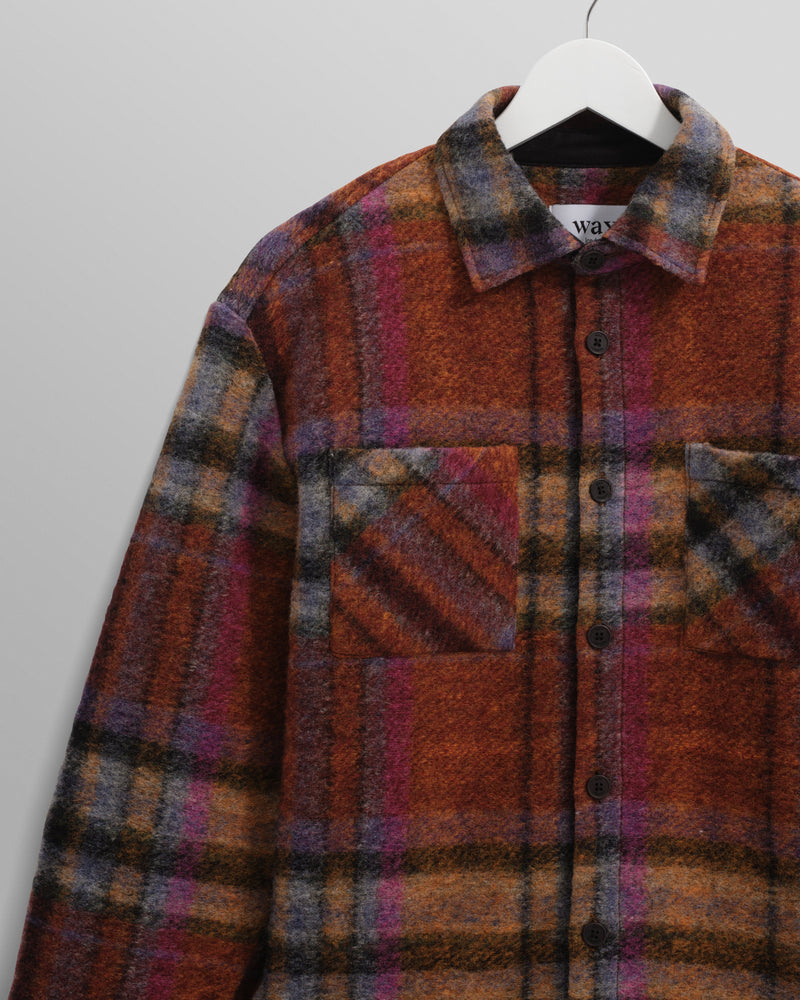 wax london Whiting - Multicolour Wool Check Overshirt