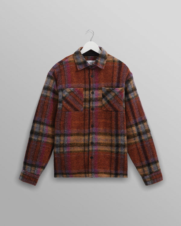 wax london Whiting - Multicolour Wool Check Overshirt