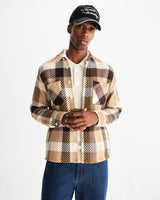 wax london men's Whiting - Natural And Brown Pike Check Overshirt