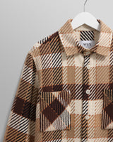 wax london men's Whiting - Natural And Brown Pike Check Overshirt