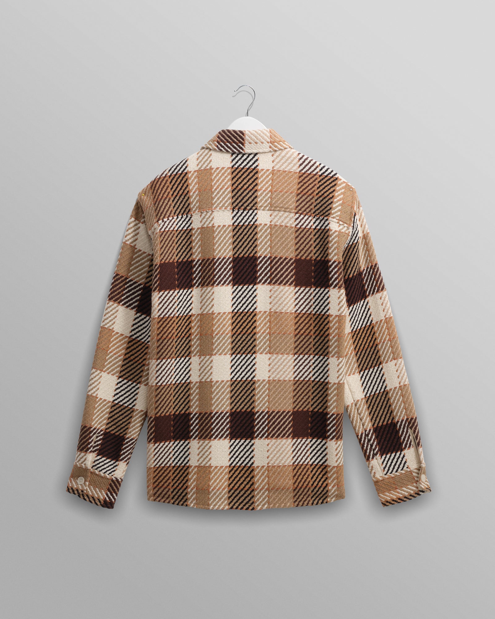 Men's Natural And Brown Pike Check Overshirt | Wax London