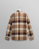 wax london men's Whiting - Natural And Brown Pike Check Overshirt
