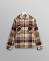 wax london men's Whiting - Natural And Brown Pike Check Overshirt