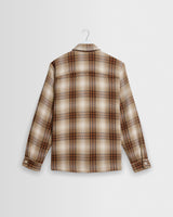 wax london men's Whiting - Natural And Ecru Overlap Check Overshirt