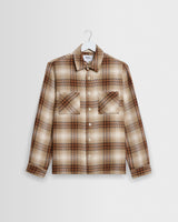 wax london men's Whiting - Natural And Ecru Overlap Check Overshirt
