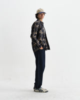 wax london men's Whiting - Natural And Navy Glitch Check Overshirt