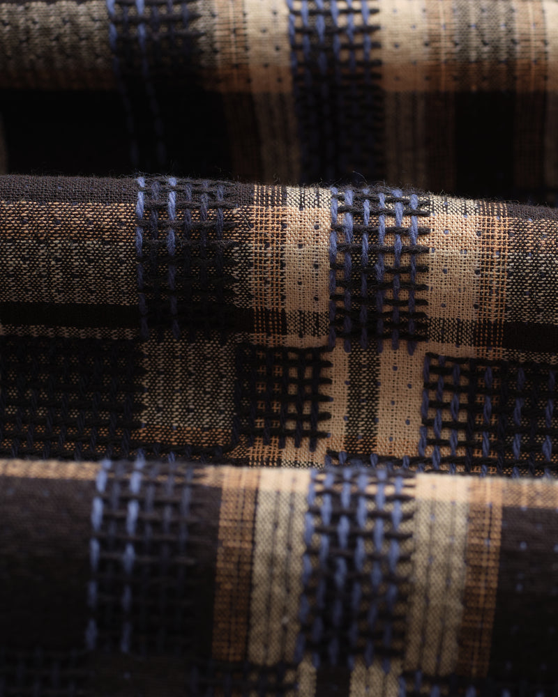 wax london men's Whiting - Natural And Navy Glitch Check Overshirt