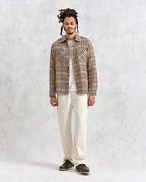 wax london Whiting - Natural Houndstooth-Weave Overshirt