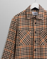 wax london men's Whiting - Natural Houndstooth-Weave Overshirt
