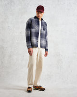 wax london men's Whiting - Navy And Blue Ombre Check Overshirt