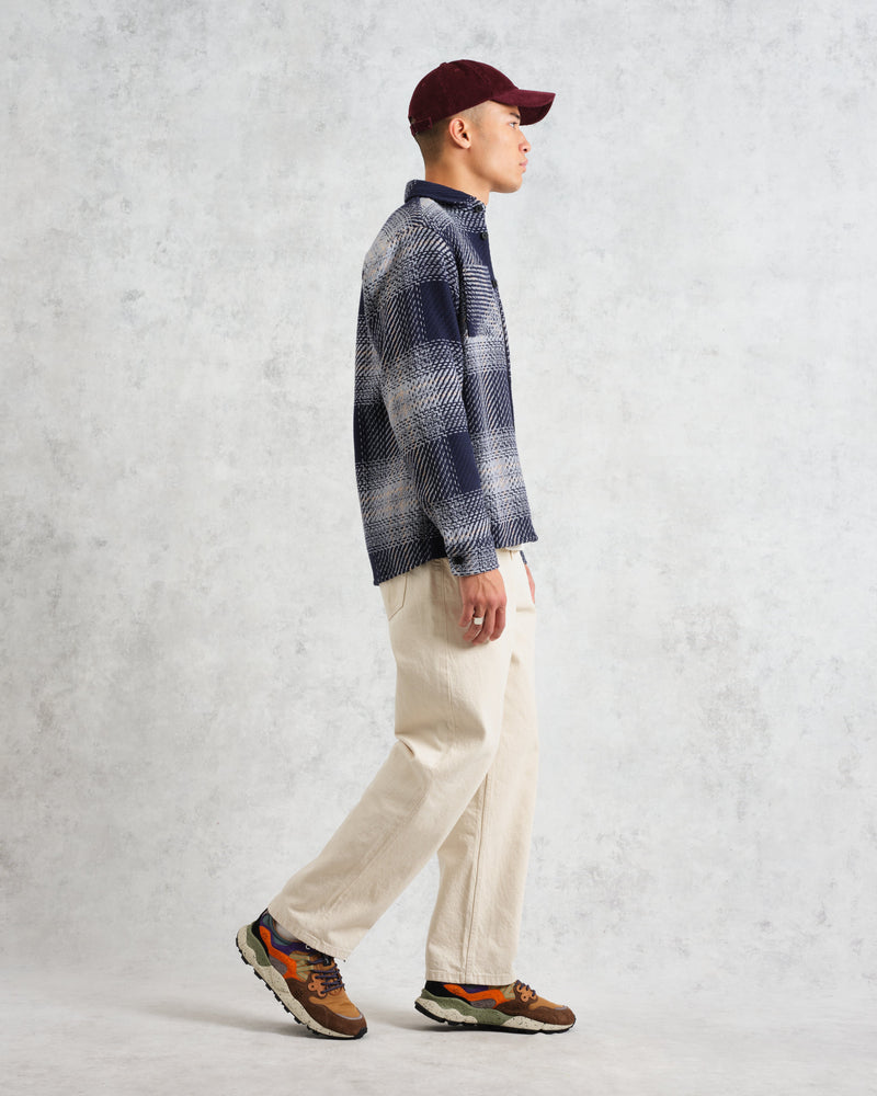 wax london Whiting - Navy And Blue Ombre Check Overshirt